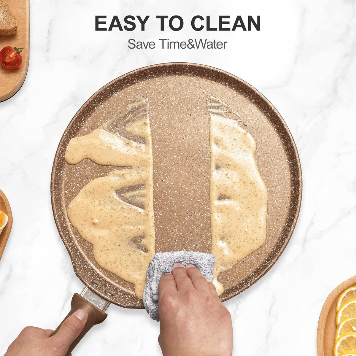 11 inch Nonstick Crepe Pan, Granite Coating Flat Skillet Dosa Tawa Tortilla Pan, Large Pancake Griddle Comal Pan, Compatible with All Stovetops, PFOA Free
