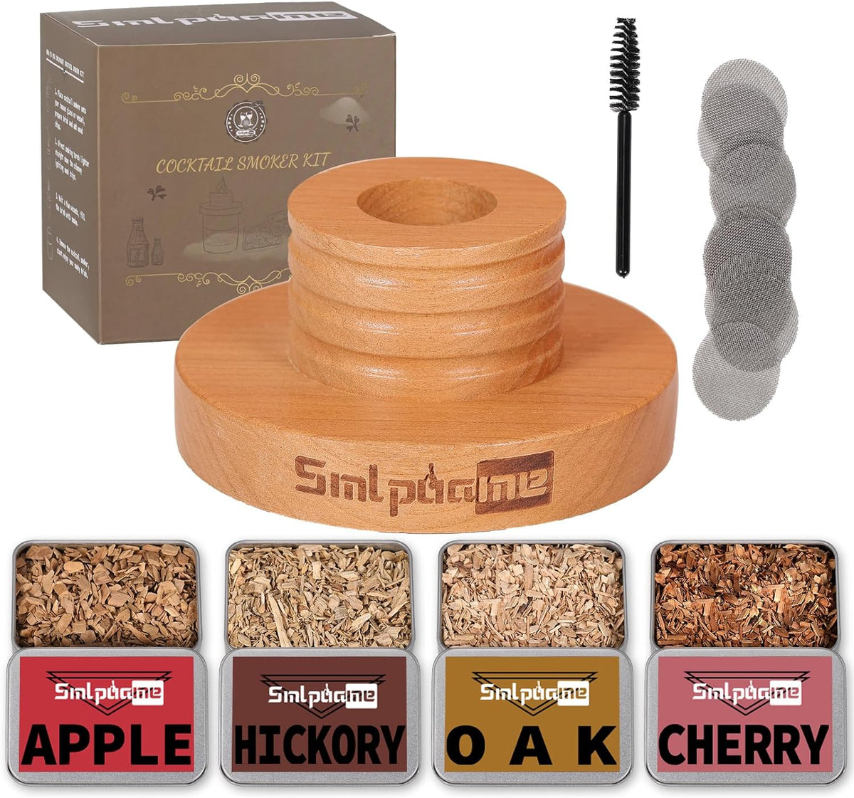 Cocktail Smoker Kit, Old Fashioned Smoker Kit for Bourbon Whiskey Drink, Smoker Infuser Kit with 4 Flavors Wood Chips, Birthday Father's Day Gifts for Husband, Men, Dad