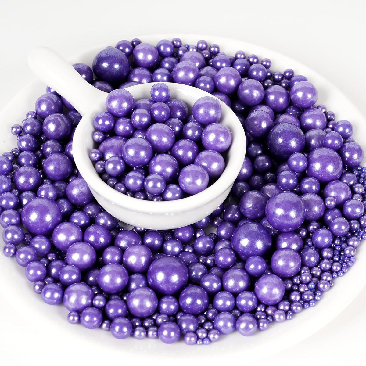 Kasvan Purple Pearl Sugar Sprinkles - Edible Candy Pearls 130g/4.58 Oz, Mix Size, Baking Cake Decorations, Ice Cream Toppings and Cookie Decorating, Wedding Party Chirstmas Supplies
