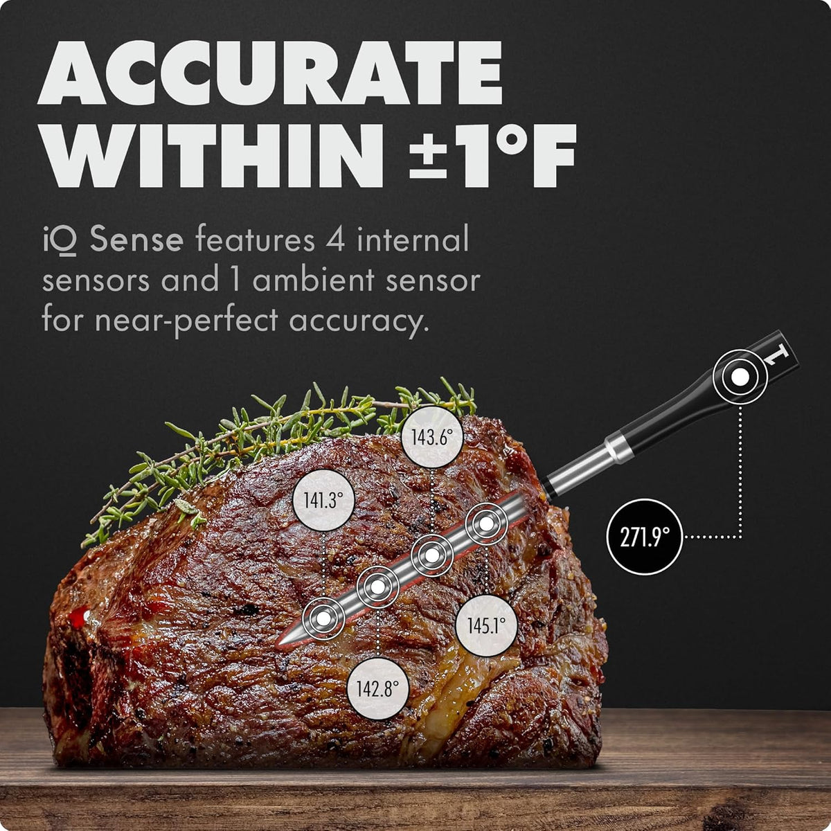 CHEF iQ Sense [2025 Model] | Smart Wireless Meat Thermometer | 4 Ultra-Thin Probes | WiFi Unlimited Range | 1000°F Heat Safe | 5 Sensors | BBQ, Grill, Oven, Smoker, Air Fryer | Gen3