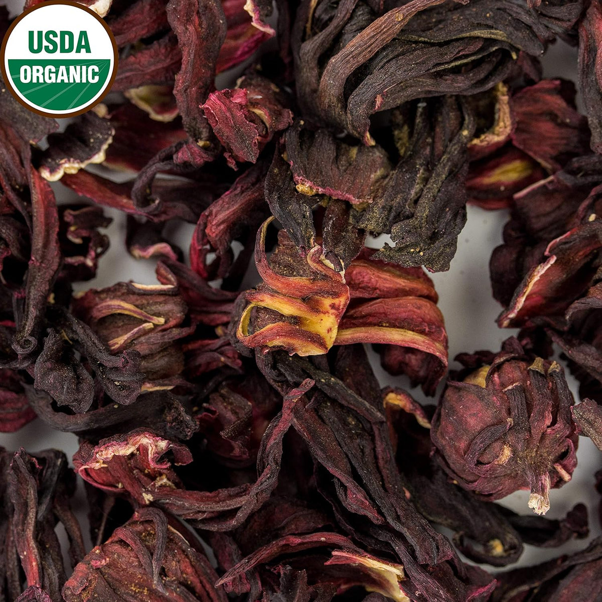 Hibiscus Tea 1LB (16Oz) 100% CERTIFIED Organic Hibiscus Flowers Herbal Tea (WHOLE PETALS), Caffeine Free in 1 lbs. Bulk Resealable Kraft BPA free Bags from U.S. Wellness