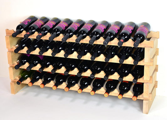 sfDisplay.com,LLC. Modular Wine Rack Beechwood 40-120 Bottle Capacity 10 Bottles Across up to 12 Rows Newest Improved Model (40 Bottles - 4 Rows)