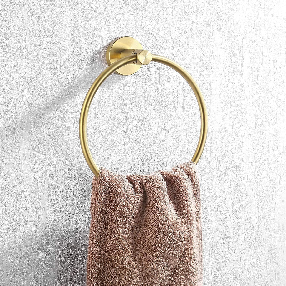 KES Brushed Gold Towel Ring Bathroom Hand Towel Holder Round Wall Mount SUS 304 Stainless Steel Brushed Gold Finish, A2180DG-BZ