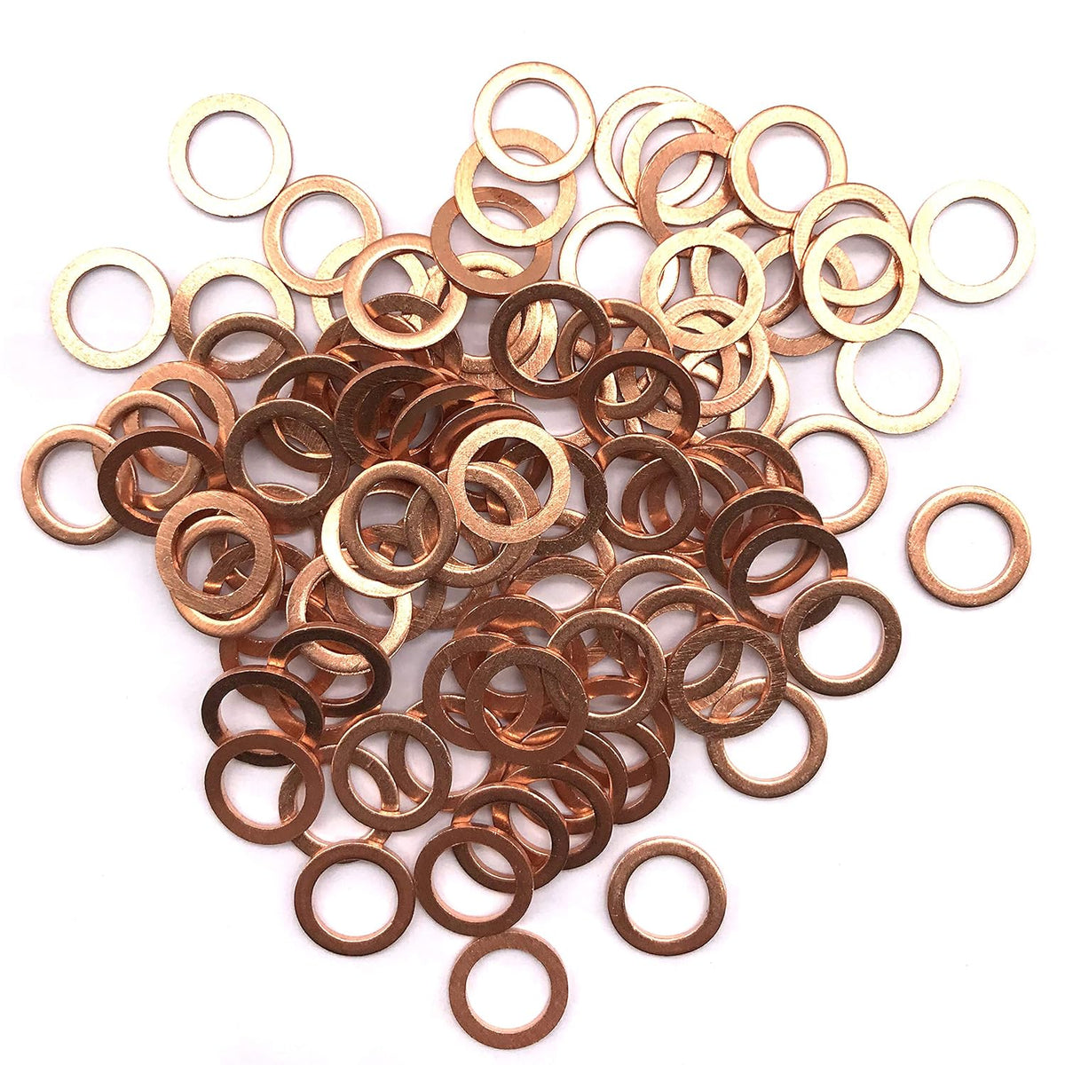 M8 Flat Washer Copper Sealing Ring, 8mm ID 12mm OD 1mm Thickness Metric Sealing Gasket, 100 Pieces