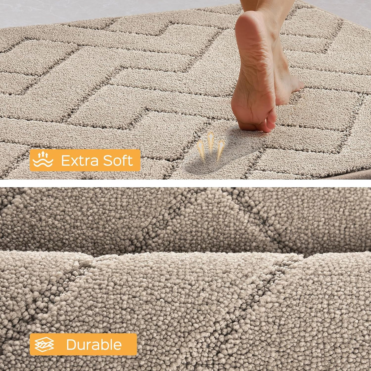 Machine Washable Kitchen Rugs Set (24" x 36"+24" x 60"), Non-Slip Kitchen Runner Rugs Mats for Floor, Absorbent Comfort Standing Mats for Kitchen, Sink and Hallway, Rolled Packaging, Taupe