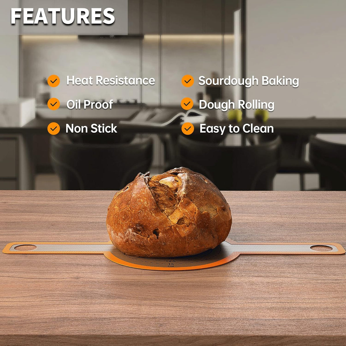 GUYDREMAT Silicone Baking Mat for Dutch Oven 2PCs - Non-stick Bread Sling - 8.3 Inch Reusable Bread Baking Mat – Silicone Cast in Iron Oven Liner with Long Handles for Artisan Bread