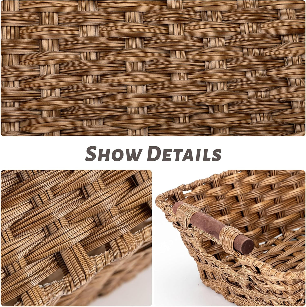 Basket - Wicker Storage Basket, Hand Woven Wicker Storage Basket for Home Storage, Dimensions 15"W x 10.6" x 5.1"H, Brown Home Storage Box