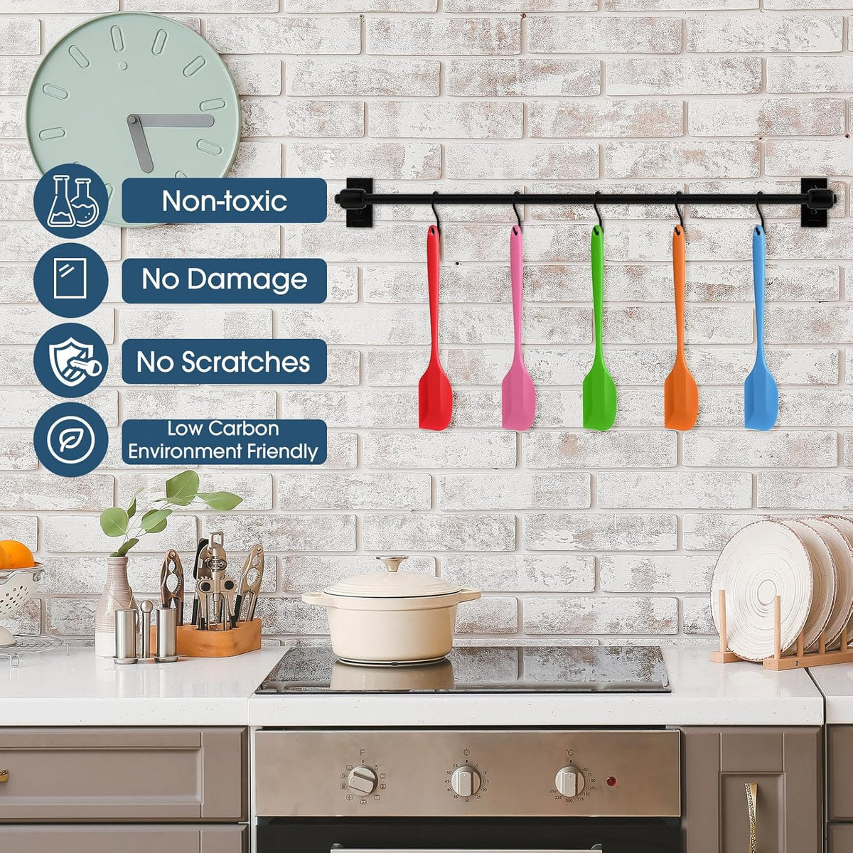 Irenare 65 Pcs Mini Silicone Spatulas Bulk 8.3 Inch Heat Resistant Scrapers Rubber Spatulas Seamless Design Non Stick Flexible for Kitchen Use Cooking Baking Mixing