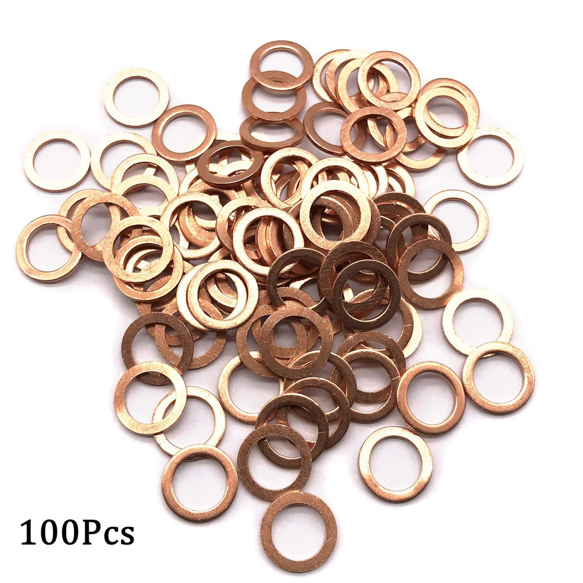 M8 Flat Washer Copper Sealing Ring, 8mm ID 12mm OD 1mm Thickness Metric Sealing Gasket, 100 Pieces