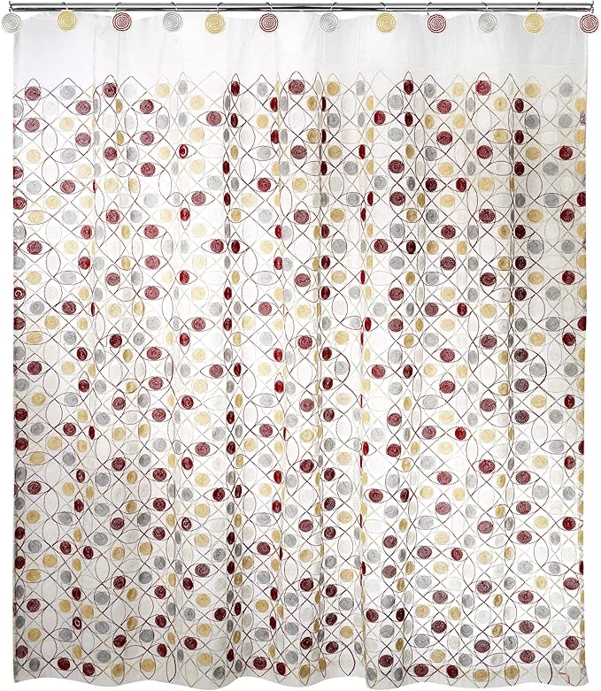 Zahari Home 13pc Sedona Sheer Shower Curtain Set Sheer Shower Curtain & 12 Shower Curtain Hooks Fun Shower Curtain Beige Shower Curtain Unique Design Stylish Shower Curtain Set Retro Shower Curtain