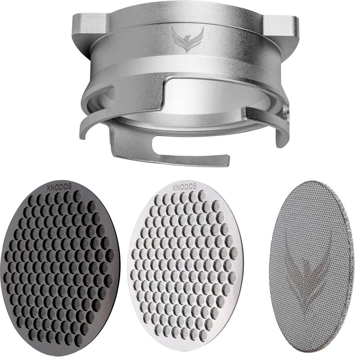 Portafilter Funnel 54mm and Puck Screen Kit Grinder Trigger Espresso Funnel and 3pcs Puck Filter Compatible with Breville Portafilters