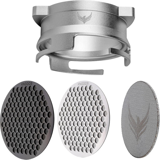 Portafilter Funnel 54mm and Puck Screen Kit Grinder Trigger Espresso Funnel and 3pcs Puck Filter Compatible with Breville Portafilters