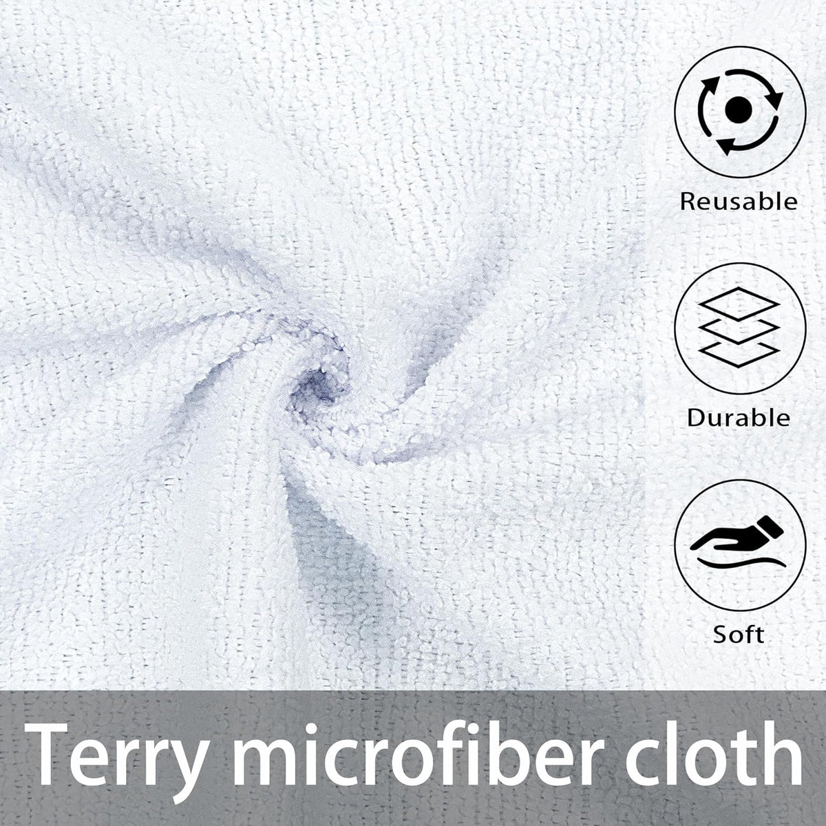Greenfound Microfiber Cleaning Cloth Roll -80 Pack, 11.5x11.5, Tear Away Towels, Reusable and Washable Rags, White