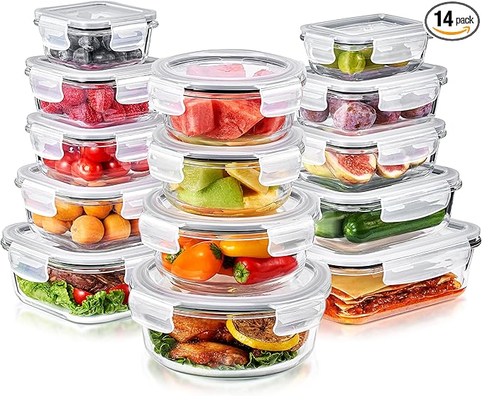 Sorbus Glass Meal Prep Containers, Dishwasher and Oven Safe Reusable Meal Prep Containers, Freezer Safe Glass Food Storage Containers with Airtight Lids