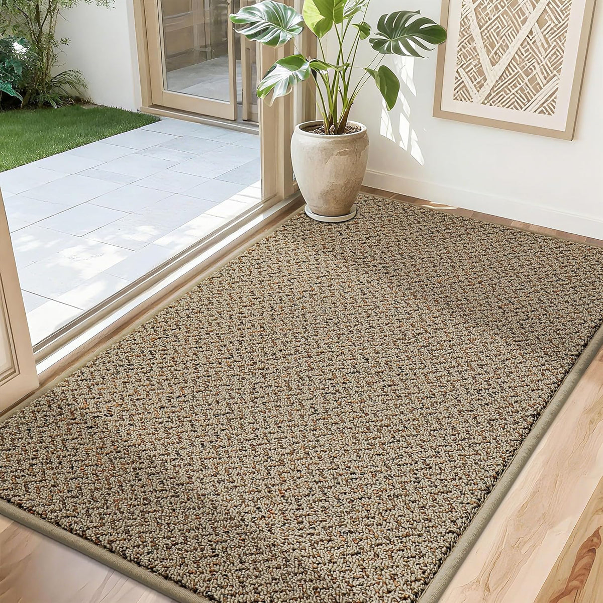 COSY HOMEER-Door-Mat 32"x48" Non Slip Absorbent Entryway Rugs Dirt Trapper Doormats Washable Entrance Mats Low Pile Welcome Floor Mat for Front Back Door and Entry Mats,Taupe