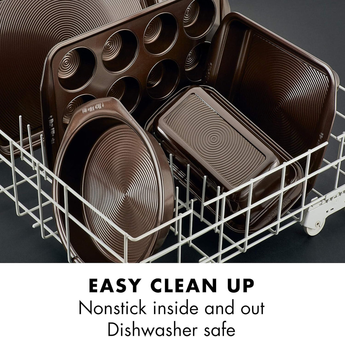 Circulon Nonstick Bakeware, Nonstick Cookie Sheet/Baking Sheet - 10 Inch x 15 Inch, Chocolate Brown (Pack of 2)