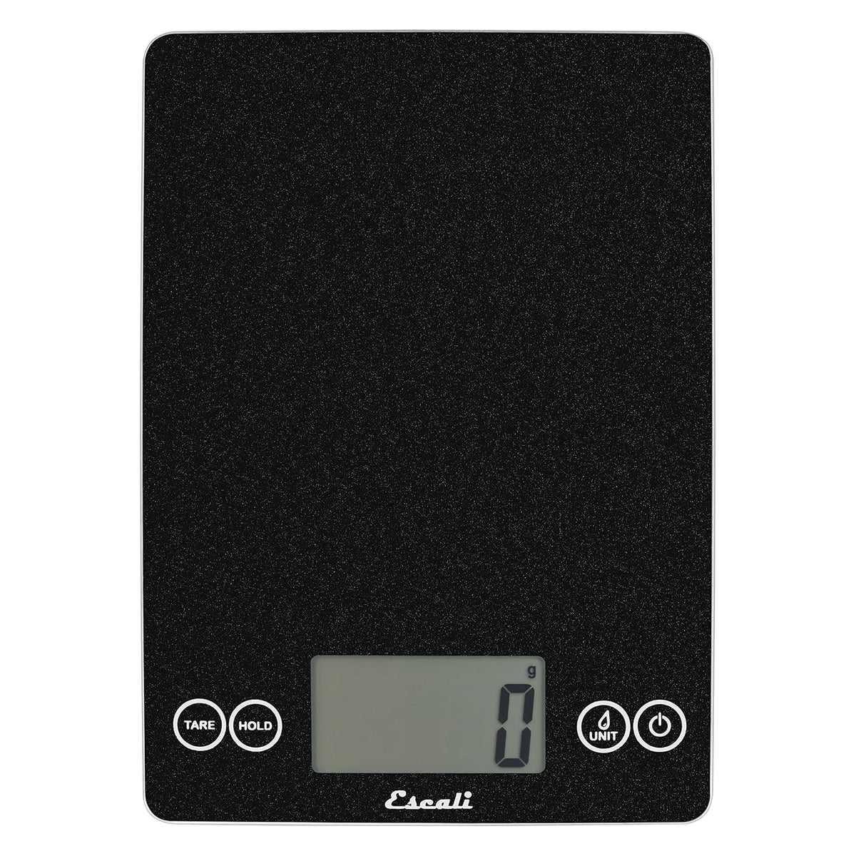 Escali Arti Glass Food Scale Digital Countertop Kitchen, Baking and Cooking Scale with Nutrition and Calorie Counter, 15-Pound Capacity, 9" x 6.5" x .75", Black