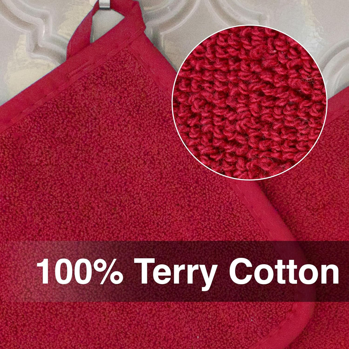 RITZ Terry Potholder & Hot Pad: Unparalleled Heat Resistant, Durable 100% Cotton – Ergonomically Designed for Optimal Grip – Easy-Care Machine Washable – 2-Pack, Paprika