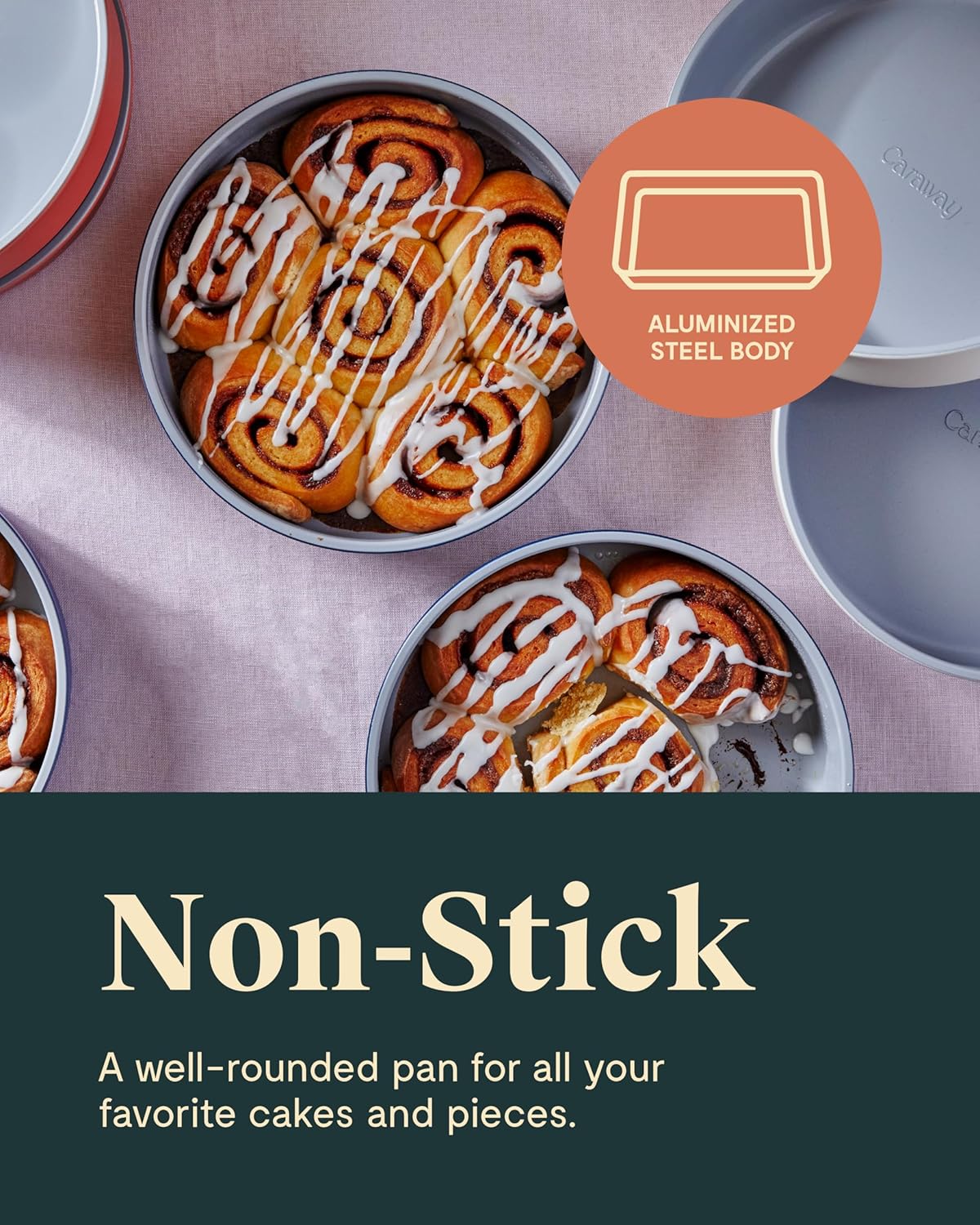 Caraway Non-Stick Ceramic 9” Circle Pans - Naturally Slick Ceramic Coating - Non-Toxic, PTFE & PFOA Free - Perfect for Birthday Cakes, Tartes, & More - Navy