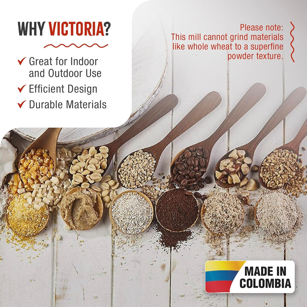 Victoria Manual Cast Iron Grain Mill with Low Hopper, Premium Corn-Grinding Mill and Grain Grinder, Made in Colombia