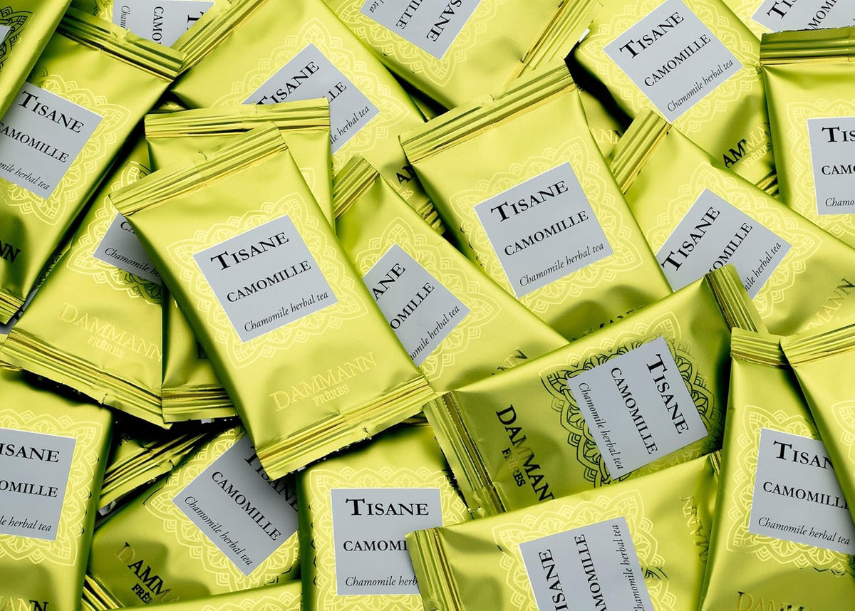 Dammann Freres Sachets, Chamomile Tea Bags, Premium Gourmet French Herbal Tea, Individually Wrapped, 21 Count (Single Pack)