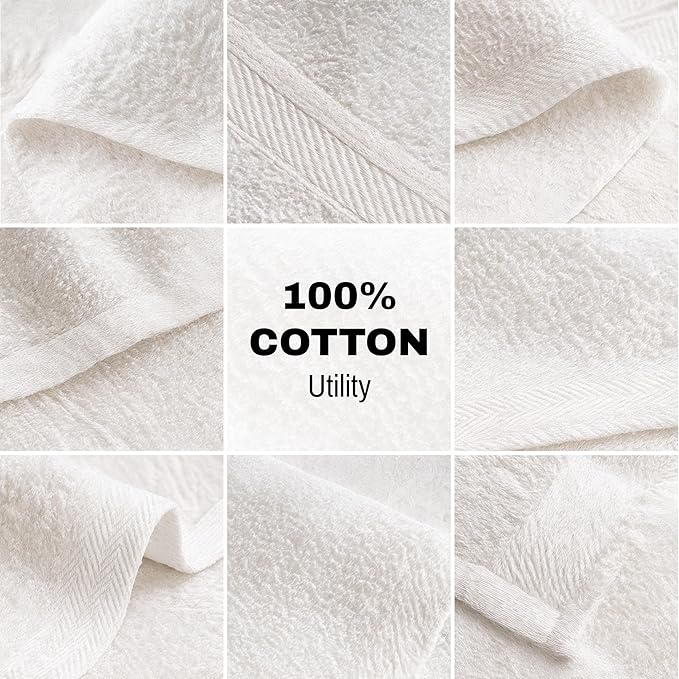 JMR Bulk-Friendly Essentials - Practical Cotton Towels - Economical 20" by 40" Multi-Purpose Towel - Absorbent, Quick-Drying, Soft, Lightweight - Ideal for Pool, Gym, Spa (White) - 36 Pack