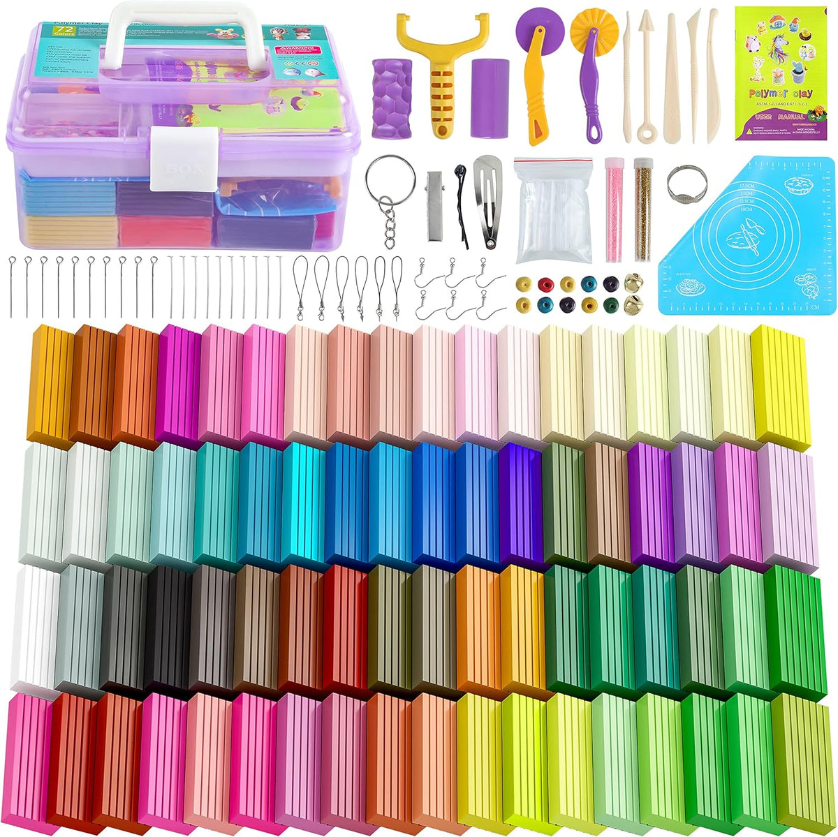 Polymer Clay 72 Colors, Modeling Clay for Kid Sets - Includes Sculpting Tools and Accessories with Storage Case - Ideal Holiday Gift for Children, Adults and Beginners