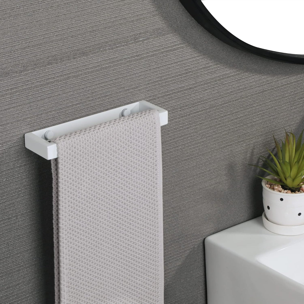 Alise Bath Towel Bar,Wall Mount Towel Holder Towel Rack Towel Hanger for Bathroom Lavatory,8 Inch SUS304 Stainless Steel Towel Rail,White Finish GJF020-W