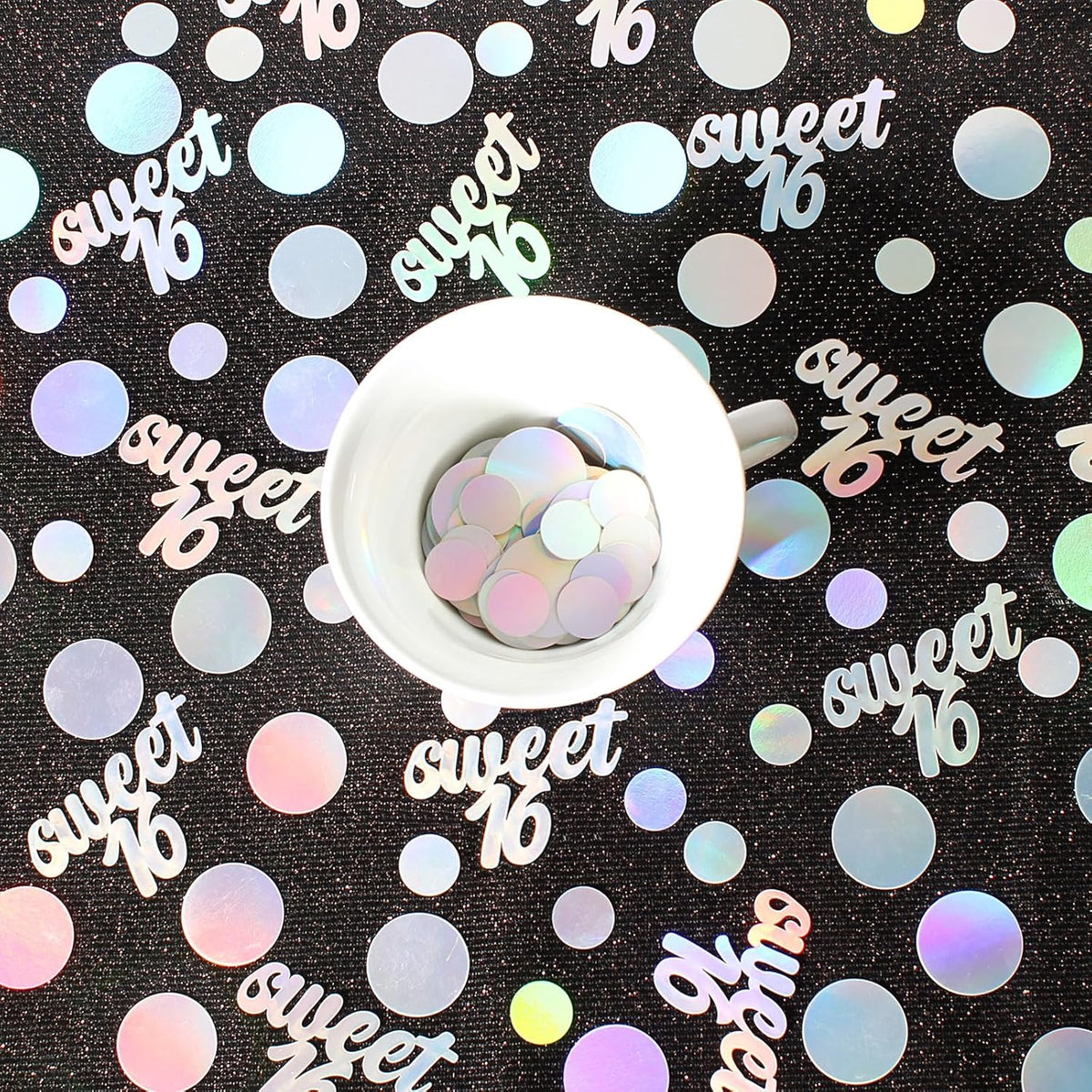16th Birthday Confetti for Tables Iridescent Circle Dots Sweet 16 Birthday Party Decorations for Girls Happy16th Birthday Table Scatters Decor Supplies 300PC