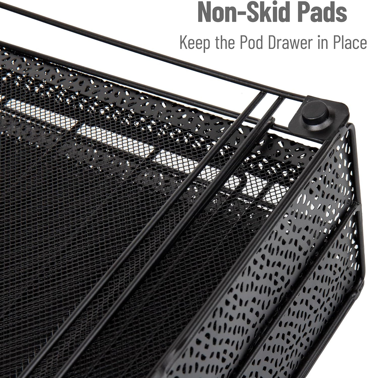 Mind Reader Single Serve Coffee Pod Organizer with 2 Drawers, 72 Pod Capacity, Metal Mesh, 13"L x 12.75"W x 5"H, Black