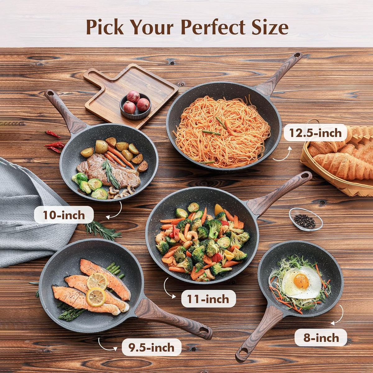 SENSARTE 12.5 Inch Nonstick Frying Pan Skillet, Swiss Granite Coating Omelette Pan, Healthy Stone Cookware, PFOA Free