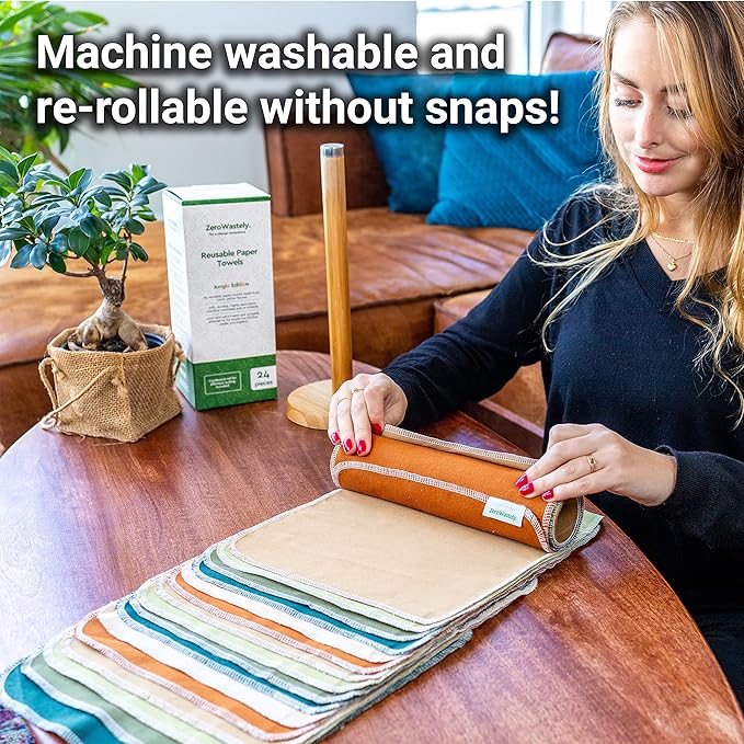 Reusable Paper Towels - Value Pack of 24 Paperless Paper Towels! - 100% Cotton, Super Soft, Absorbent, Washable and Made To Last