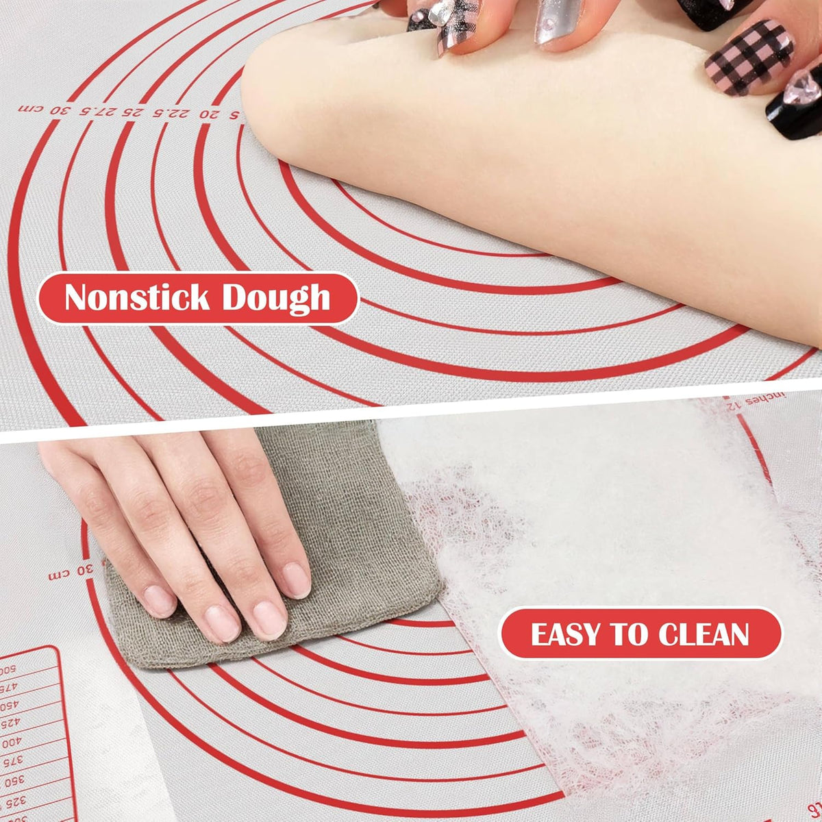 BlueBark 2 PCS - 28"L x 20"W Non-stick Silicone Baking Mat for Pastry & Dough, Sourdough Bread Making Tools, Kitchen Counter, Cooking Enthusiasts
