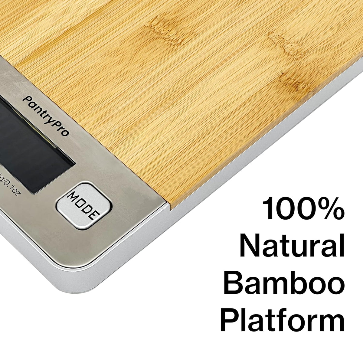PantryPro Bamboo Platform Digital Kitchen Scale - 11 pounds Capacity LCD Display Grams and Ounces AAA Battery Included (Natural)