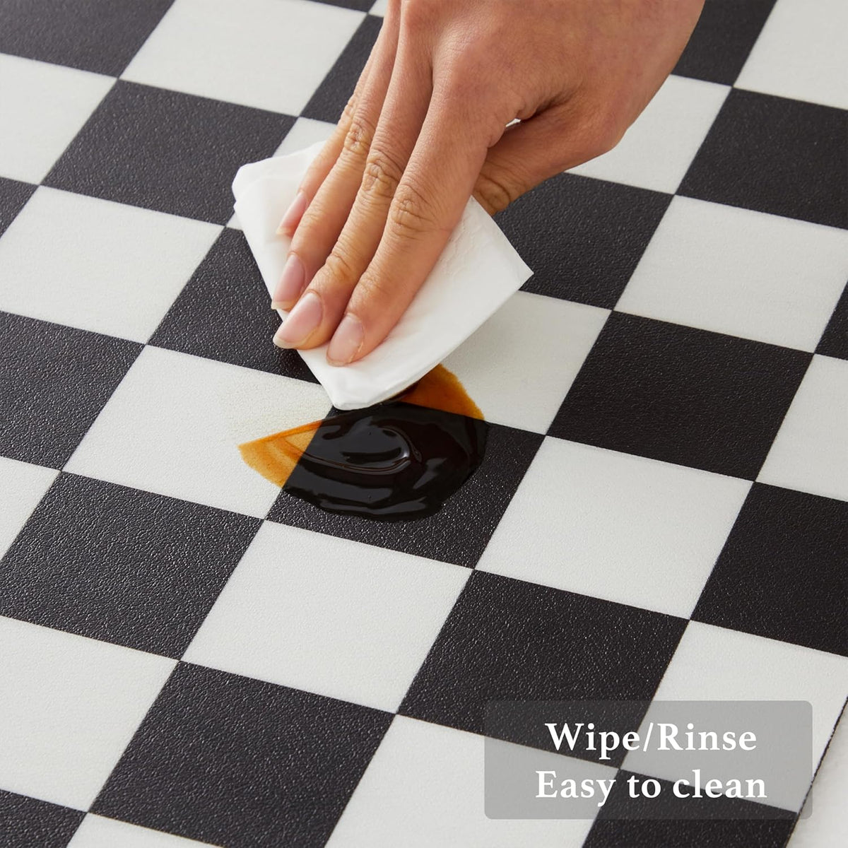 Checkered Dish Drying Mat for Kitchen Counter, Coffee Bar Station Accessories, Retro Cute Aesthetic Modern Absorbent Drainer Mat Kitchen Drying Mat Easy Clean, Black 12" x 19"