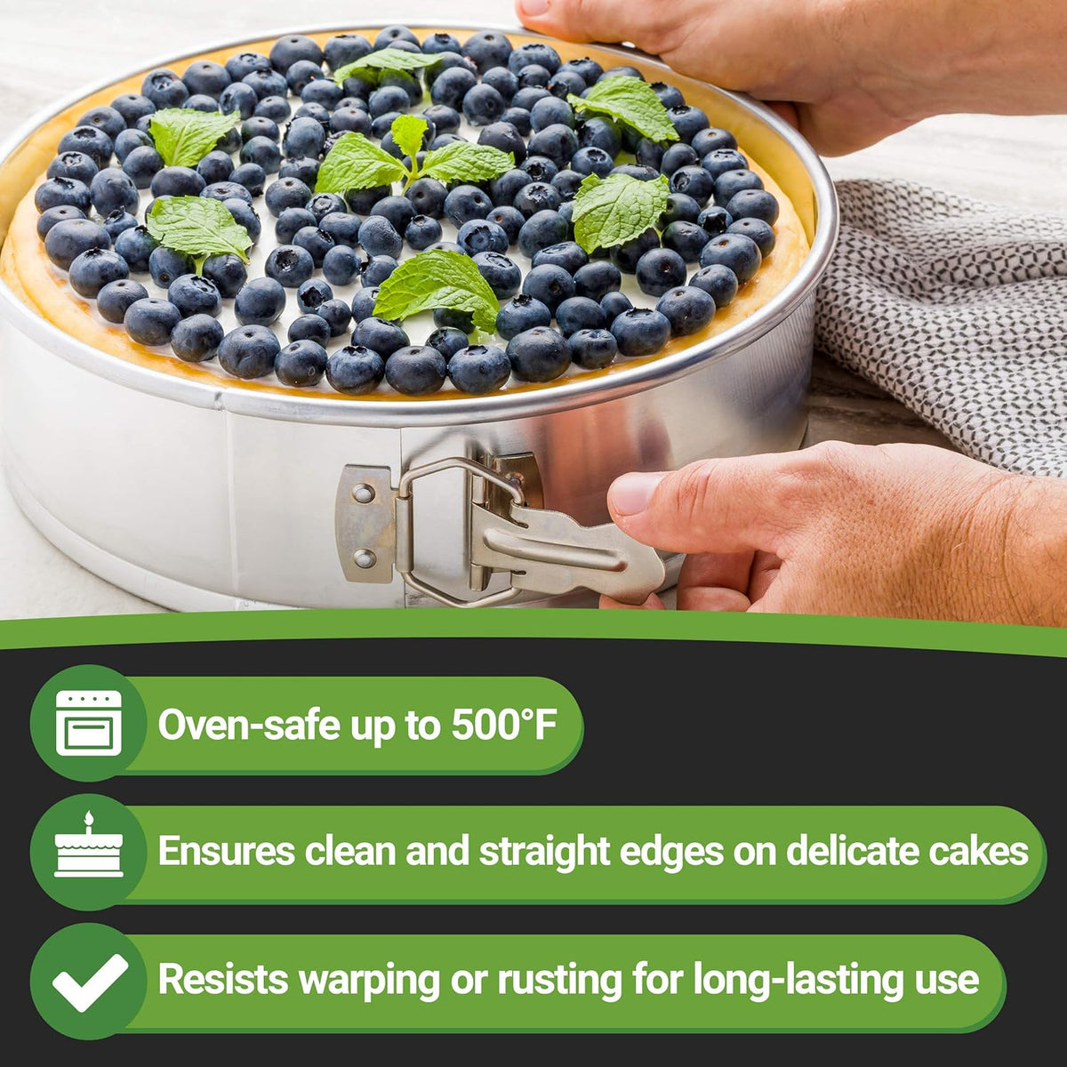 Restaurantware Met Lux 10 Inch Round Cake Pan 1 Springform Springform Pan - Removable Bottom Release Latch Silver Aluminum Cheesecake Pan For Baking Desserts