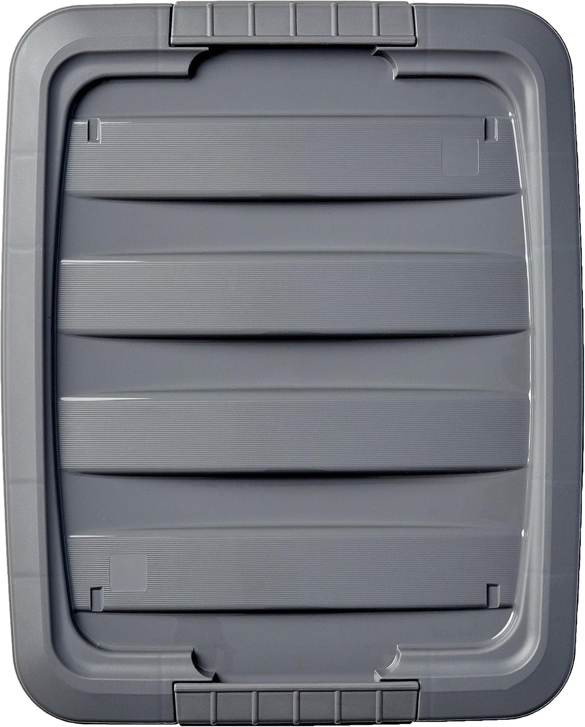 Amazon Basics Plastic Storage Containers with Secure Latching Lids, Stackable Organization Bins, Clear/Grey, 19 Quart, Set of 6