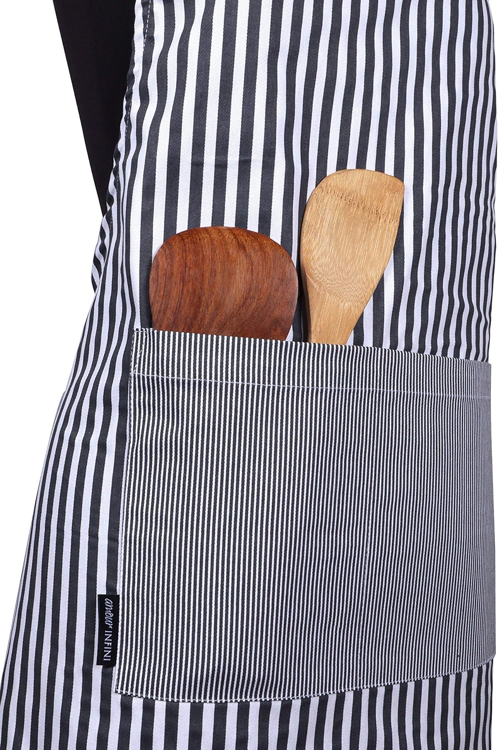 AMOUR INFINI Cotton Aprons for Women with Pockets Adjustable Strap and Waist Ties Printed Reusable Aprons for Baking, Cooking, Gardening (27.5 x 33 Inches - Charcoal)