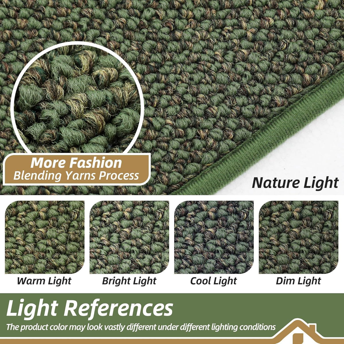 BEQHAUSE Dirt Trapper Door Mat 24" x 60", Non-Slip Washable Doormats Entrance Mat, Dirt Resistant and Absorbent Welcome Mat, Low Profile Floor Mats for Front Back Door and Entryway, Green