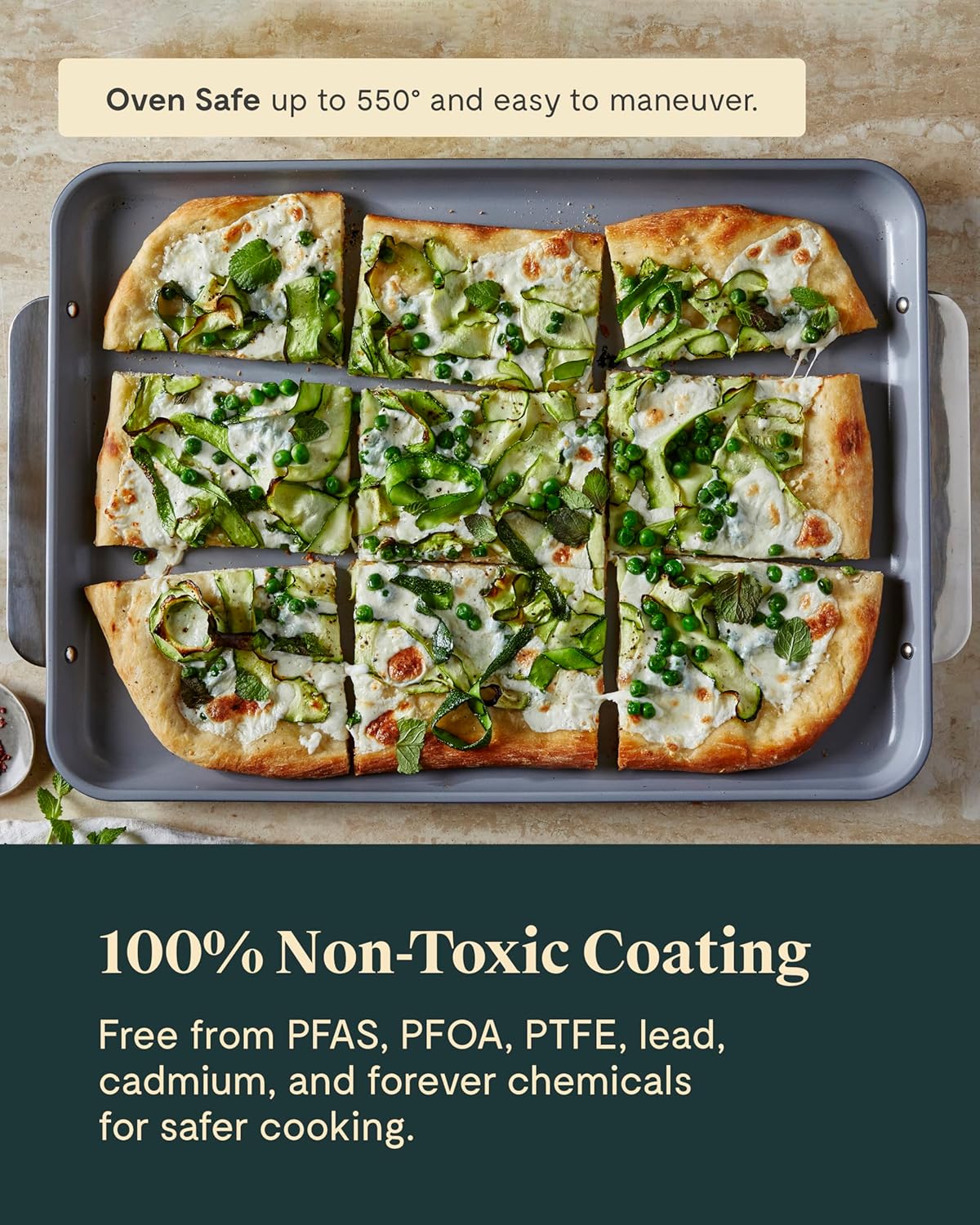 Caraway Non-Stick Ceramic Baking Sheet Trio - Naturally Slick Ceramic Coating - Non-Toxic, PTFE & PFOA Free - 18 x 13" Large, 15 x 10" Medium, & 9" x 13" Small - Gray