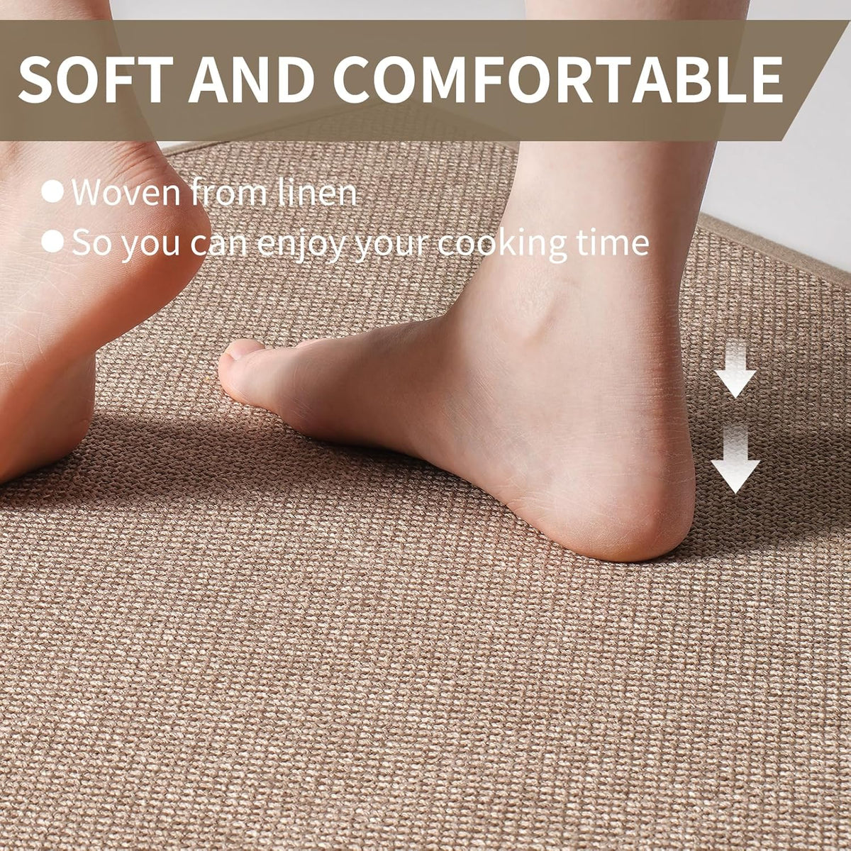 Kitchen Mat Set of 2 PCS, Cushioned Non Slip Rugs for Kitchen Floor, Absorbent Runner Comfort Standing Mats Washable for Kitchen,Floor，Office, Home （Brown 17x30+17x59）