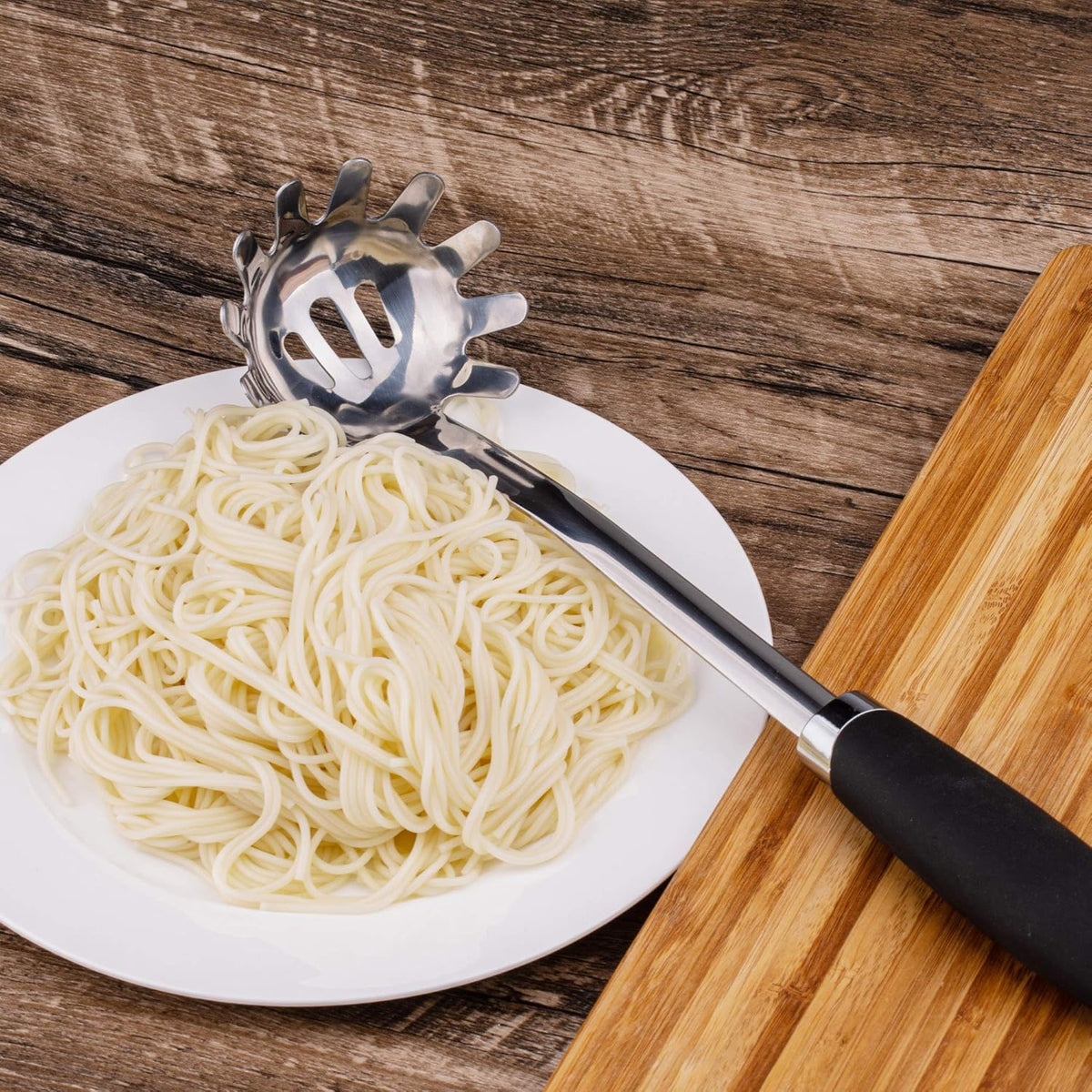 Brushed Stainless Steel Non-Slip Ergonomic Handle Pasta