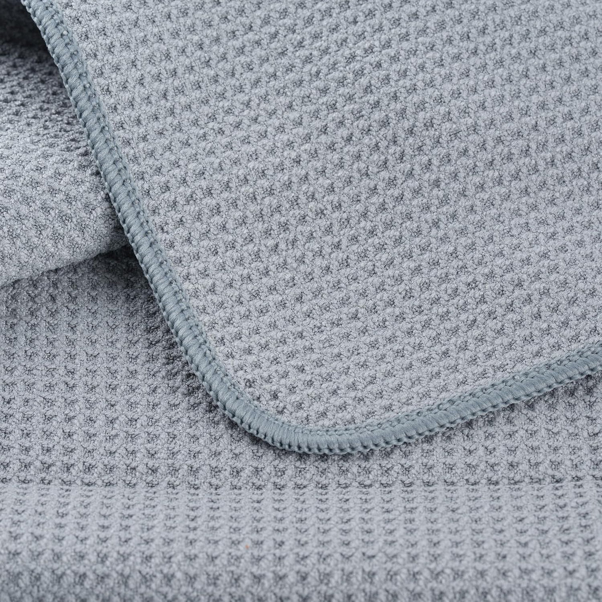 POLYTE Premium Microfiber Kitchen Dish Hand Towel Waffle Weave 12 Pack (16x28 in, Gray)