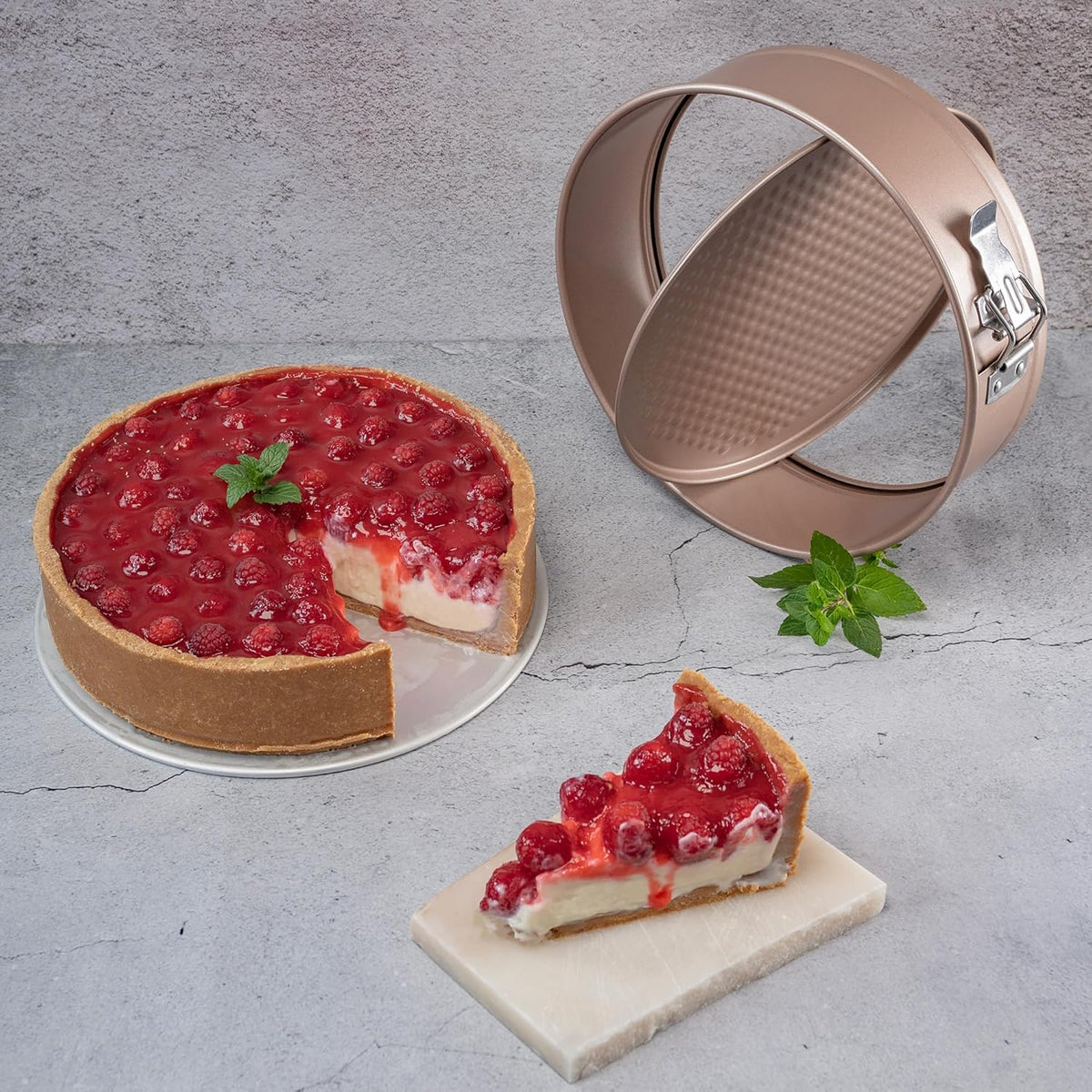 Nonstick 8 Inch Springform Cheesecake Pan | PFOA & BPA Free Non Toxic Spring Form Cake Mold | Best Nontoxic Non Stick Springform Pans for Baking | Leakproof Cake Tin