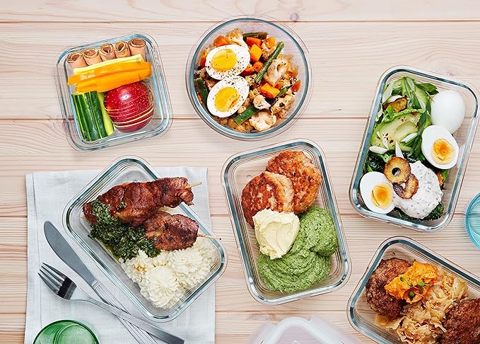 30 Pieces Glass Food Storage Containers with Upgraded Snap Locking Lids,Glass Meal Prep Containers Set - Airtight Lunch Containers, Microwave, Oven, Freezer and Dishwasher Friendly (Green)