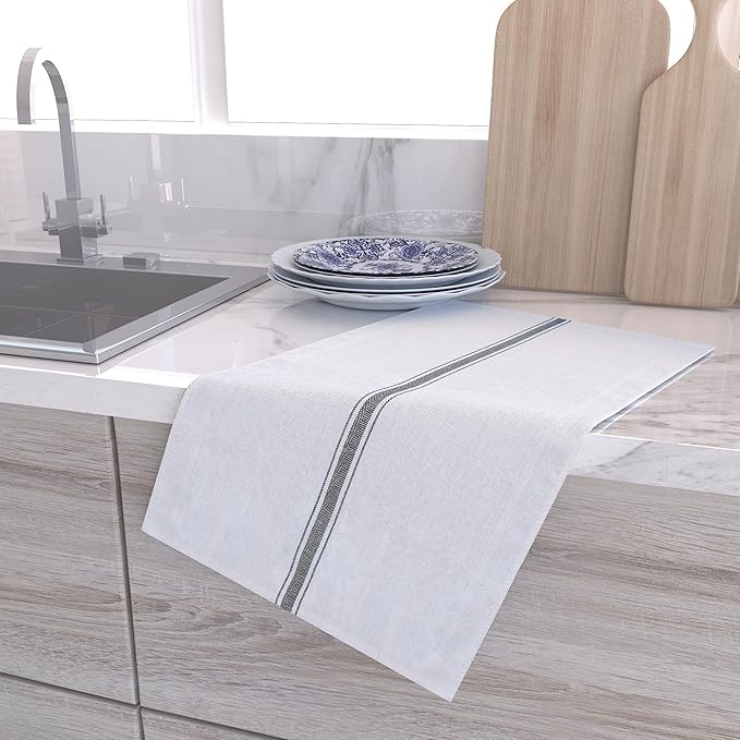 RIVERSTREAM Dish Towels - (Black, 30-Pack) 100% Cotton, 14 x 25 Inches, Super Absorbent, Reusable Cleaning Kitchen Dish Towels Set