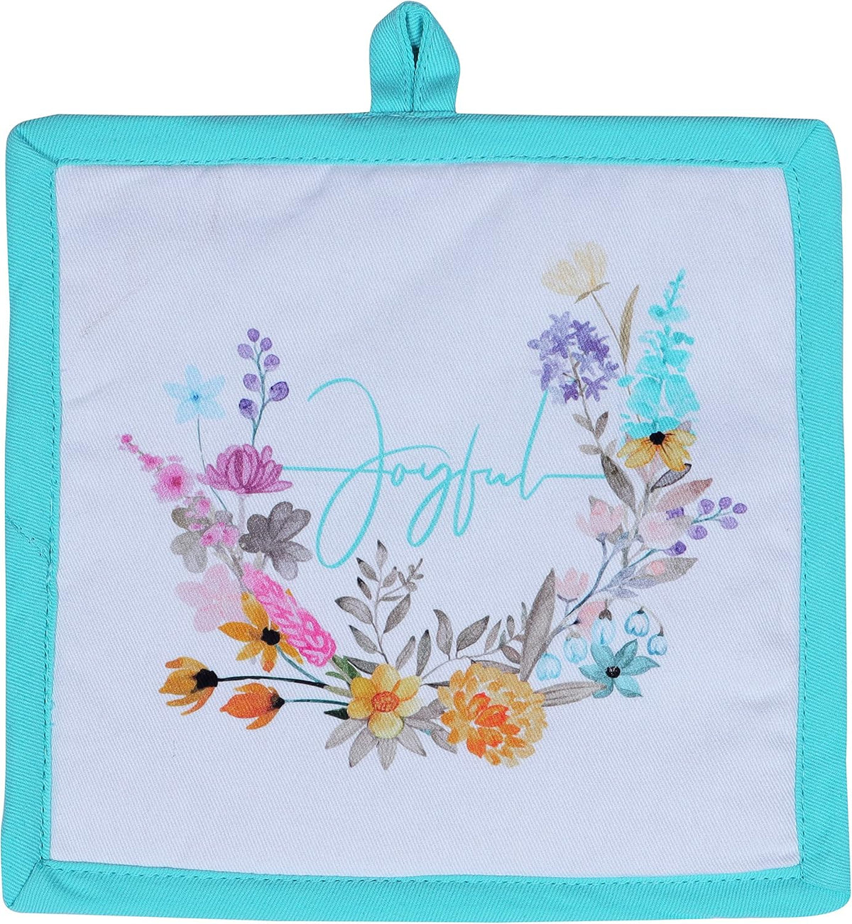 AMOUR INFINI Pot Holders and Oven Mitt Heat Resistant Non Slip Reusable Set of 1 Oven Mitt and 1 Pot Holder Oven Gloves Pot Holder for Cooking (Joyful Floral Design)