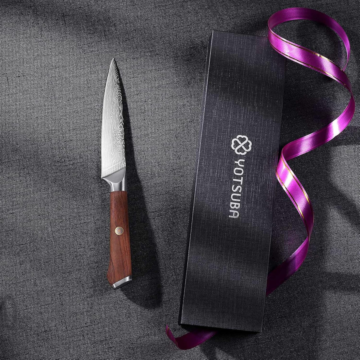 YOTSUBA Utility Knife,5 Inch Petty Kitchen Knife, Forged High Carbon German Steel chef knives, Paring knives, Full Tang & Razor Sharp Ergonomic Handle Design
