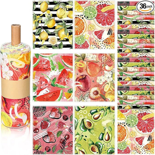 36 Count Reusable Cleaning Cloths Washable Cotton Kitchen Towels for Home(Fruit Style,Fresh Color)