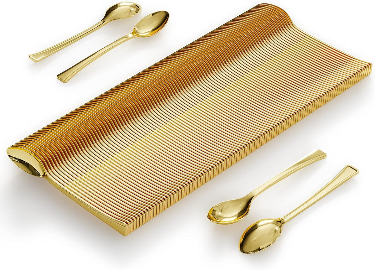 Exquisite Mini Spoons For Desserts - Bulk Pack Of 4800 Gold Dessert – Disposable 4.5 Inch Plastic Appetizer Real Flatware Look Miniature Bpa Free Food Safe (94418-cs.48)